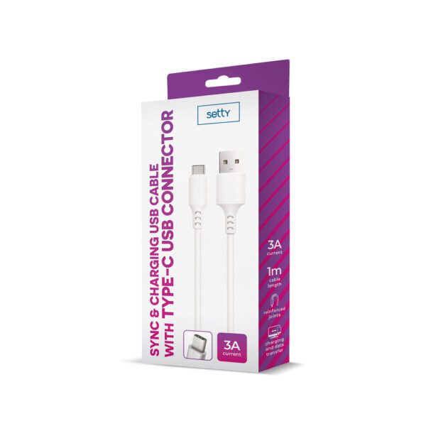 Setty cable USB - USB-C 1,0 m 3A white