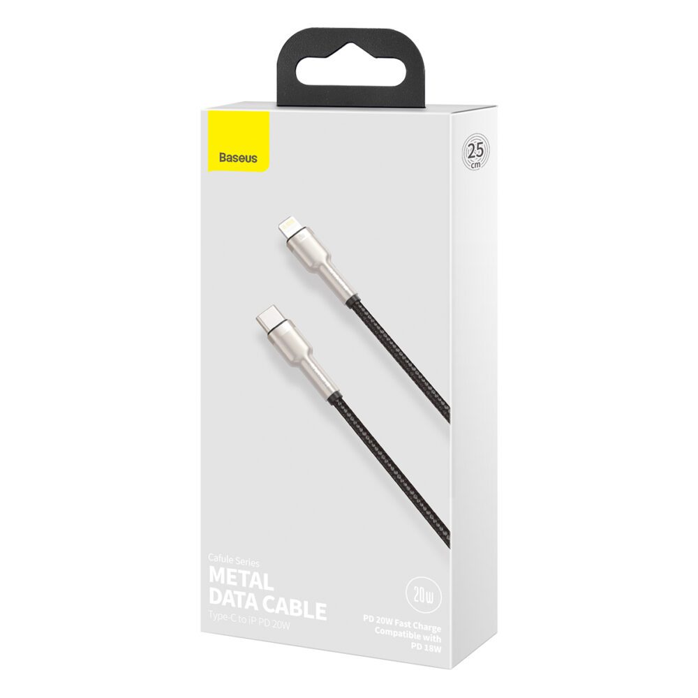 218182_oryg Baseus cable Cafule Metal PD USB-C - Lightning 0,25 m black 20W