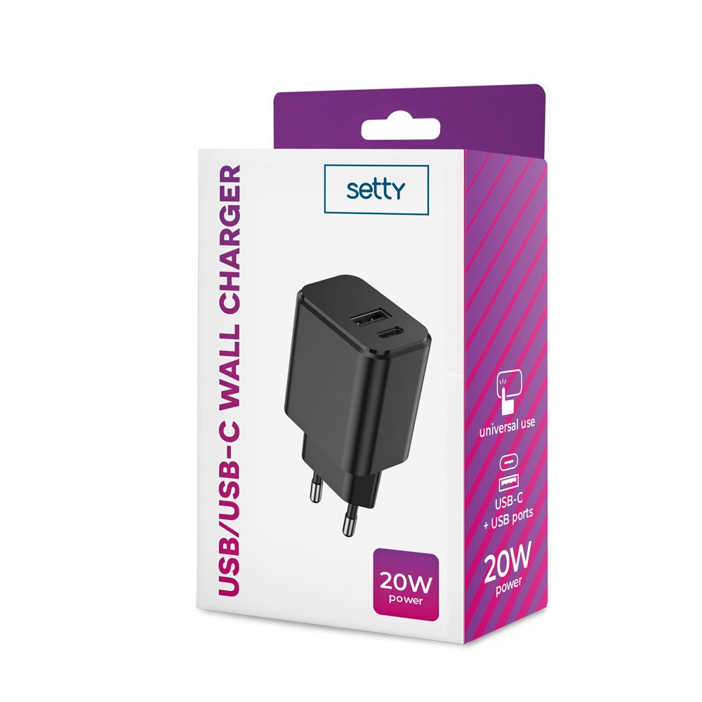 218319_oryg Setty charger 1x USB + USB-C 3A 20W black