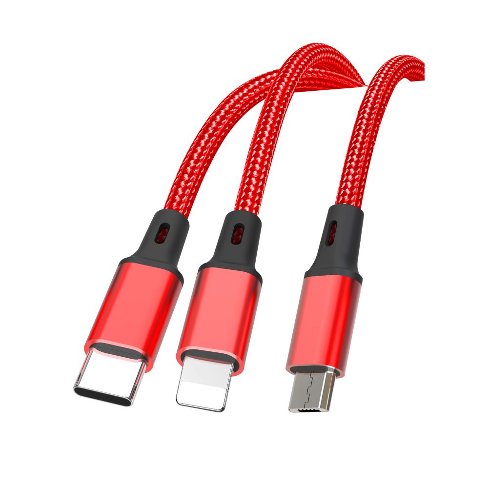 219999_oryg XO cable NB173 3in1 USB - Lightning + USB-C + microUSB 1,2 m 2,4A red