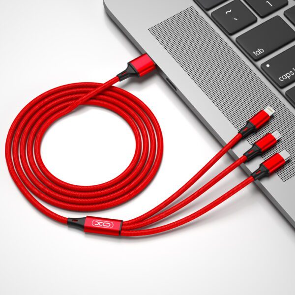 220000_oryg XO cable NB173 3in1 USB - Lightning + USB-C + microUSB 1,2 m 2,4A red