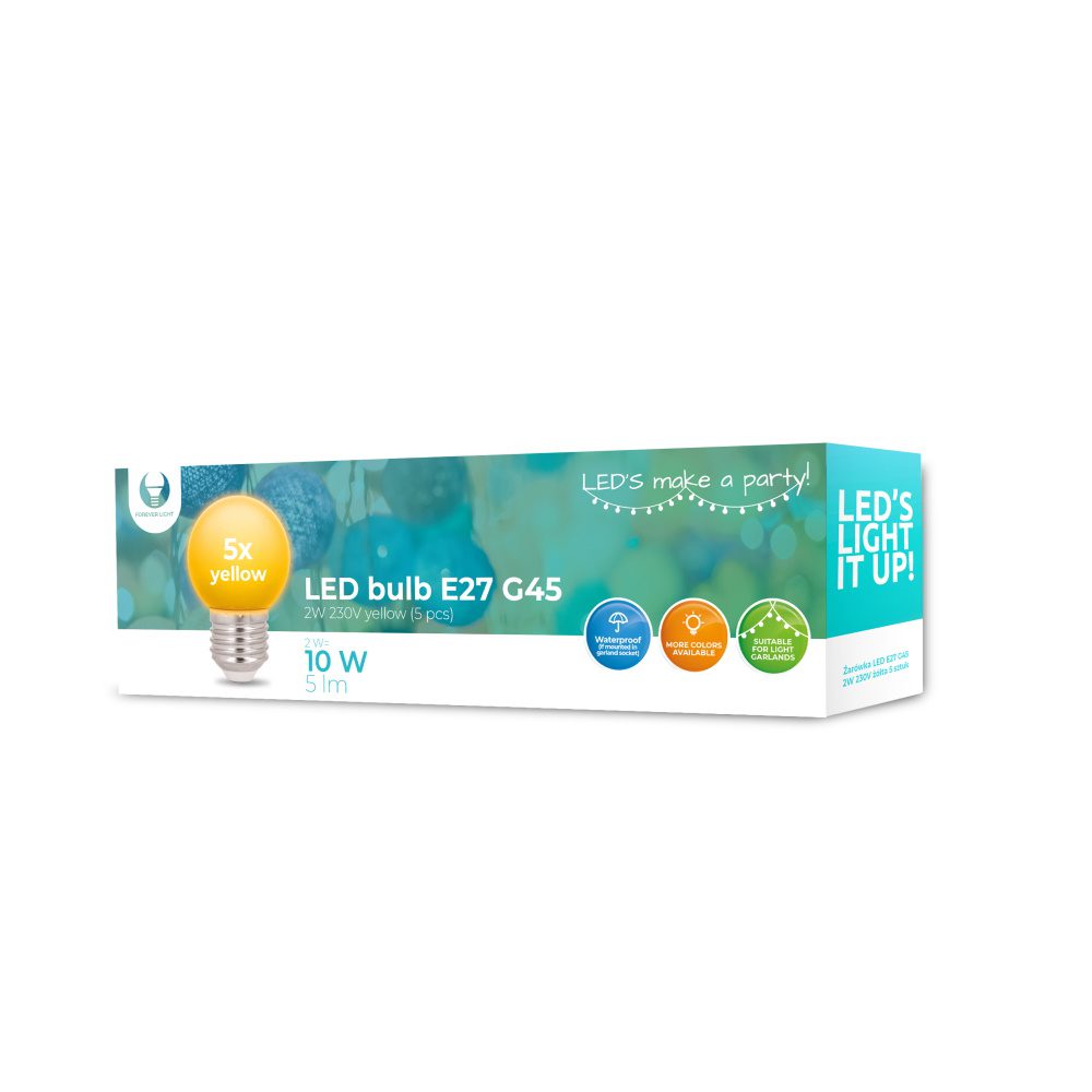 221455_oryg LED Bulb E27 G45 2W 230v yellow 5pcs Forever Light
