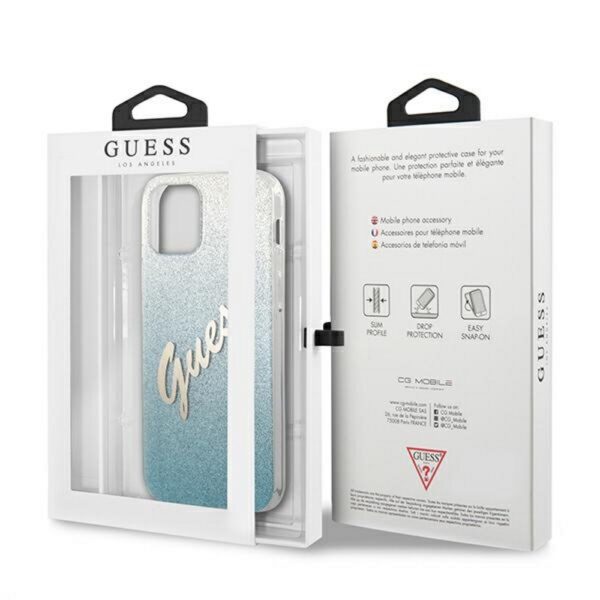 222792_oryg Guess case for iPhone 12 / 12 Pro 6,1" GUHCP12MPCUGLSBL blue hard case Glitter Gradient Script