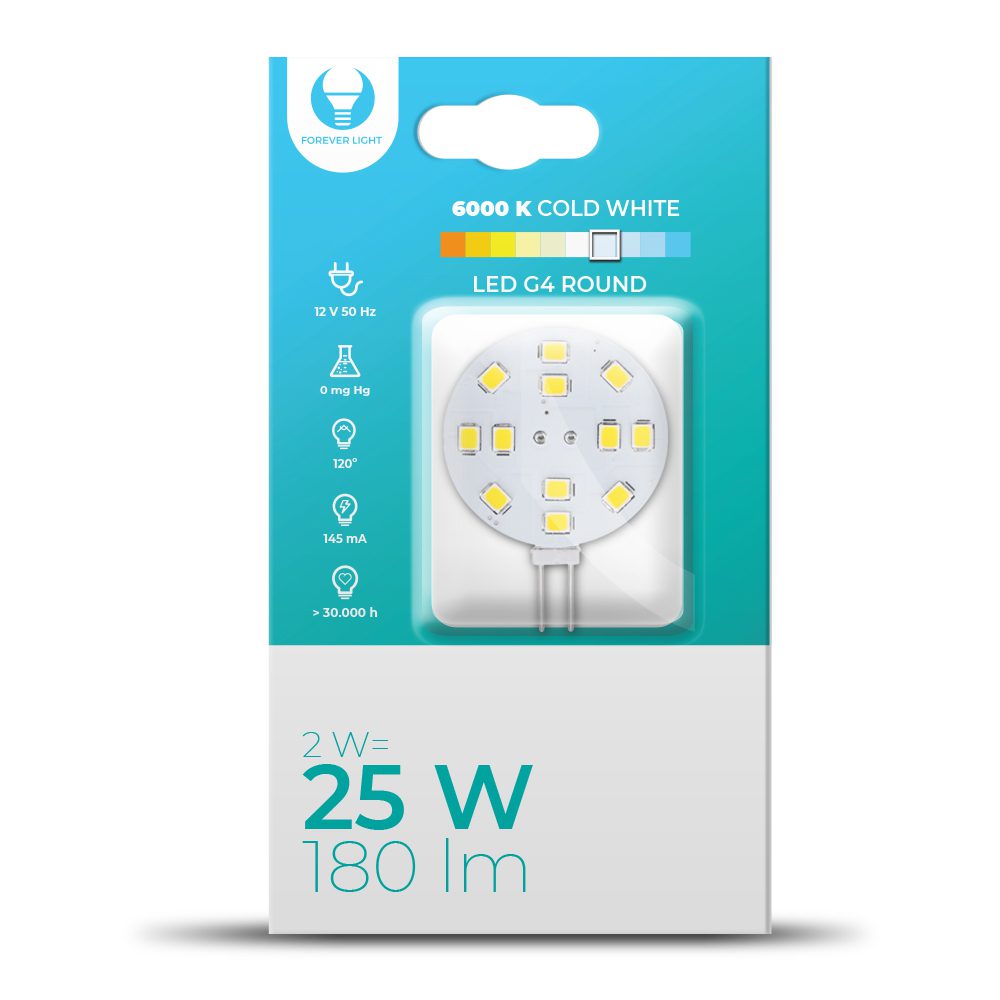 226615_oryg LED Bulb G4 Round 2W 12V 6000K 180lm Forever Light