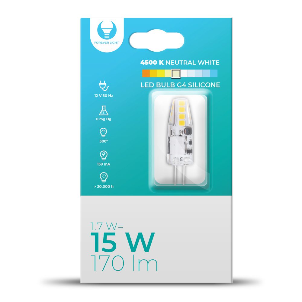 226635_oryg LED Bulb G4 Silikon 1.7W 12V 4500K 170lm Forever Light