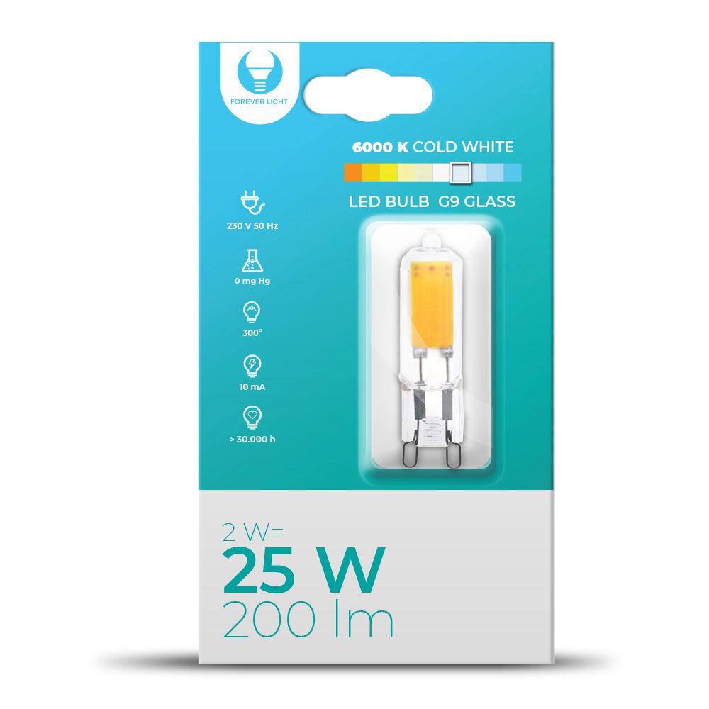 226642_oryg LED Bulb G9 Glass 2W 230V 6000K 200lm Forever Light