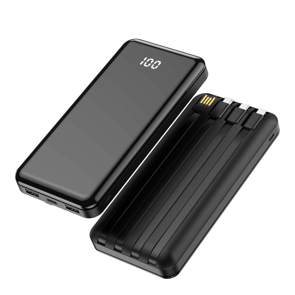 227597_oryg Forever power bank TB-411 ALLin1 10000 mAh with cables USB-C + Lightning + microUSB black