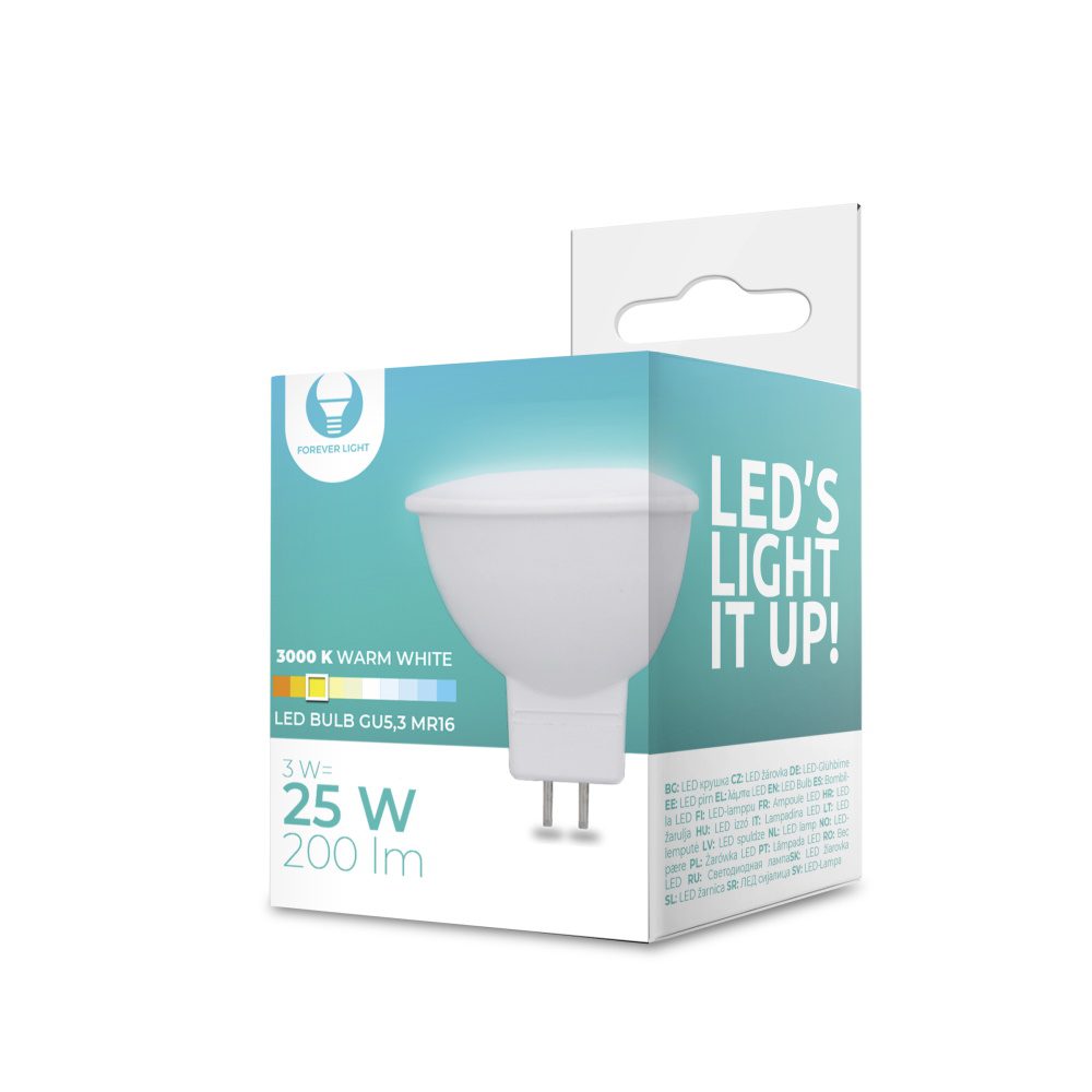 228982_oryg LED Bulb GU5,3 MR16 3W 12V 3000K 200lm Forever Light
