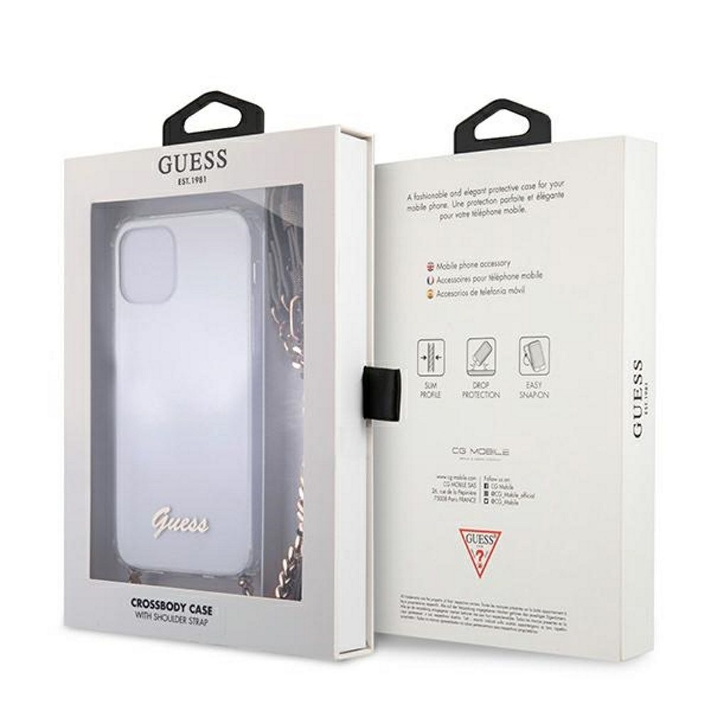 230464_oryg Guess case for iPhone 12 / 12 Pro 6,1" GUHCP12MKC4GSGO transparent hard case 4G Gold Chain
