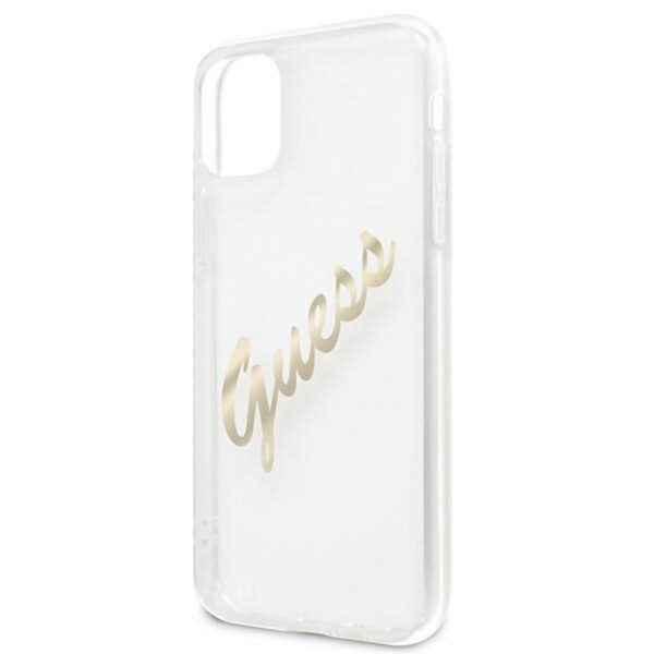 Guess case for iPhone 12 / 12 Pro 6,1" GUHCP12MKTRSVGO transparent hard case Vintage Script Gold