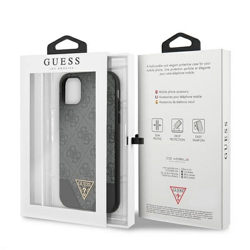 233522_oryg Guess case for iPhone 11 GUHCN61PU4GHBK gray hard case 4G Triangle Collection
