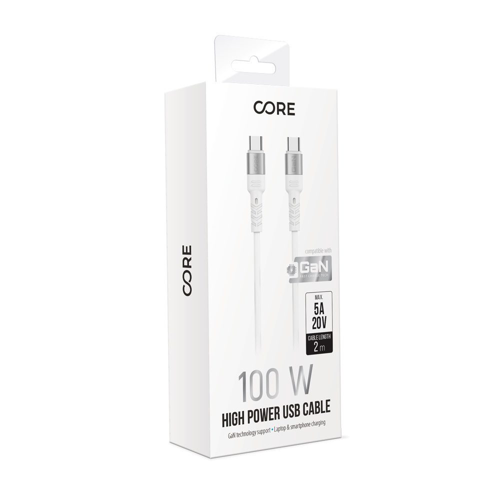 234227_oryg Forever Core High Power cable USB - USB-C 2,0 m white 100W for GaN