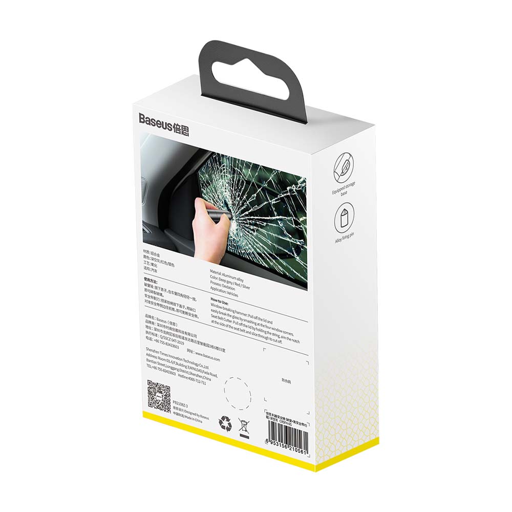 Baseus 2-in-1 glass breaker belt cutter gray