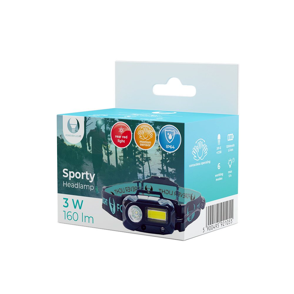 241588_oryg LED Headlamp Sporty XP-E 3W + COB 3W 160lm 1200mAh Forever Light