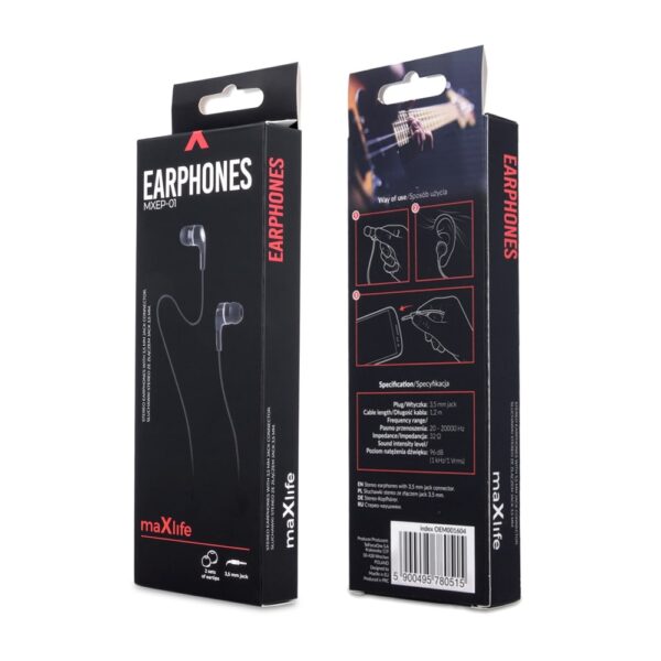 Maxlife wired earphones MXEP-01 jack 3,5mm black