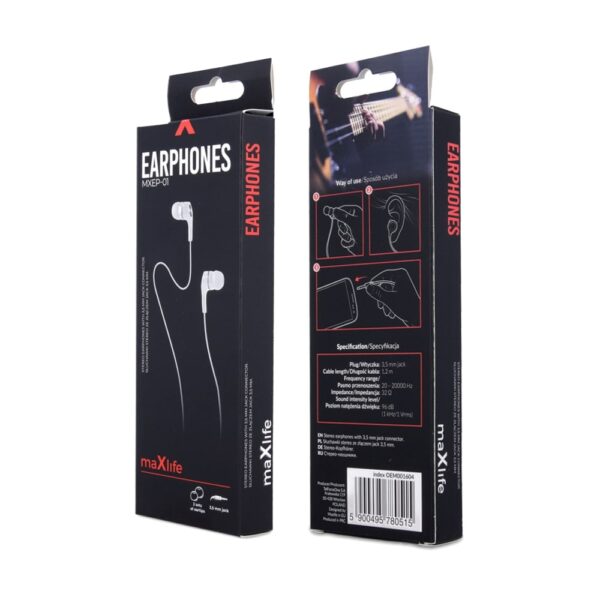 Maxlife wired earphones MXEP-01 jack 3,5mm white