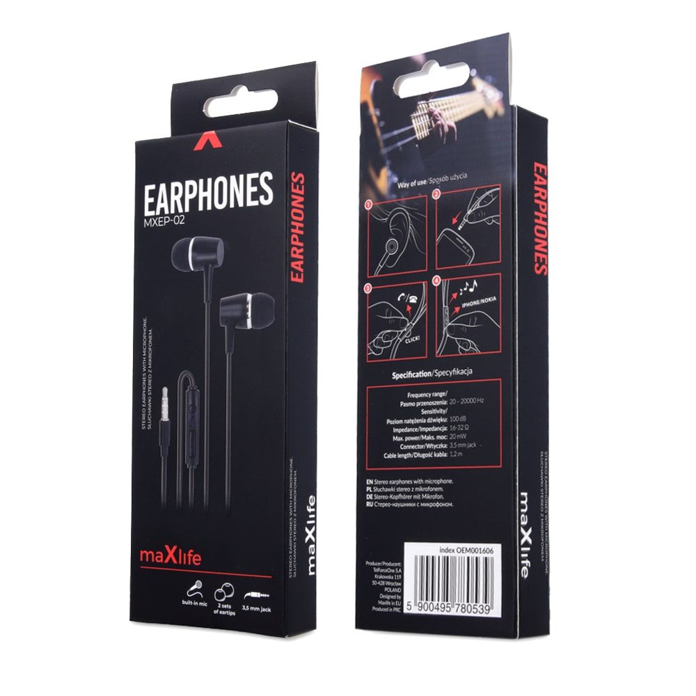 243431_oryg Maxlife wired earphones MXEP-02 jack 3,5mm black