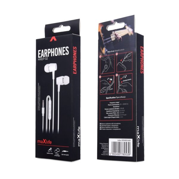 Maxlife wired earphones MXEP-02 jack 3,5mm white