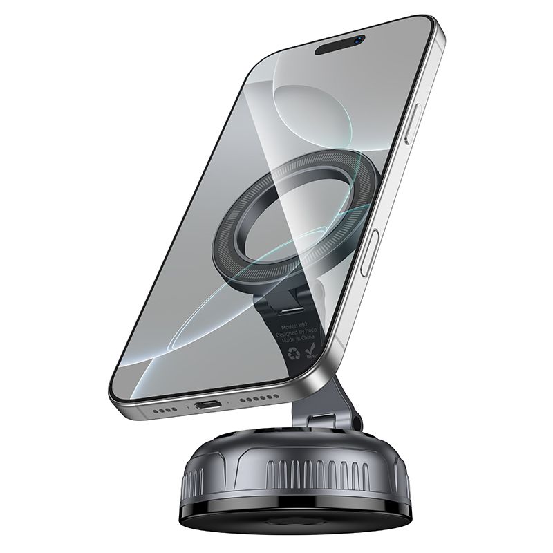 2483923d8b2eb2039831648c8bff8f0c Car holder magnetic Hoco with adjustable suction cum H92 black metal gray