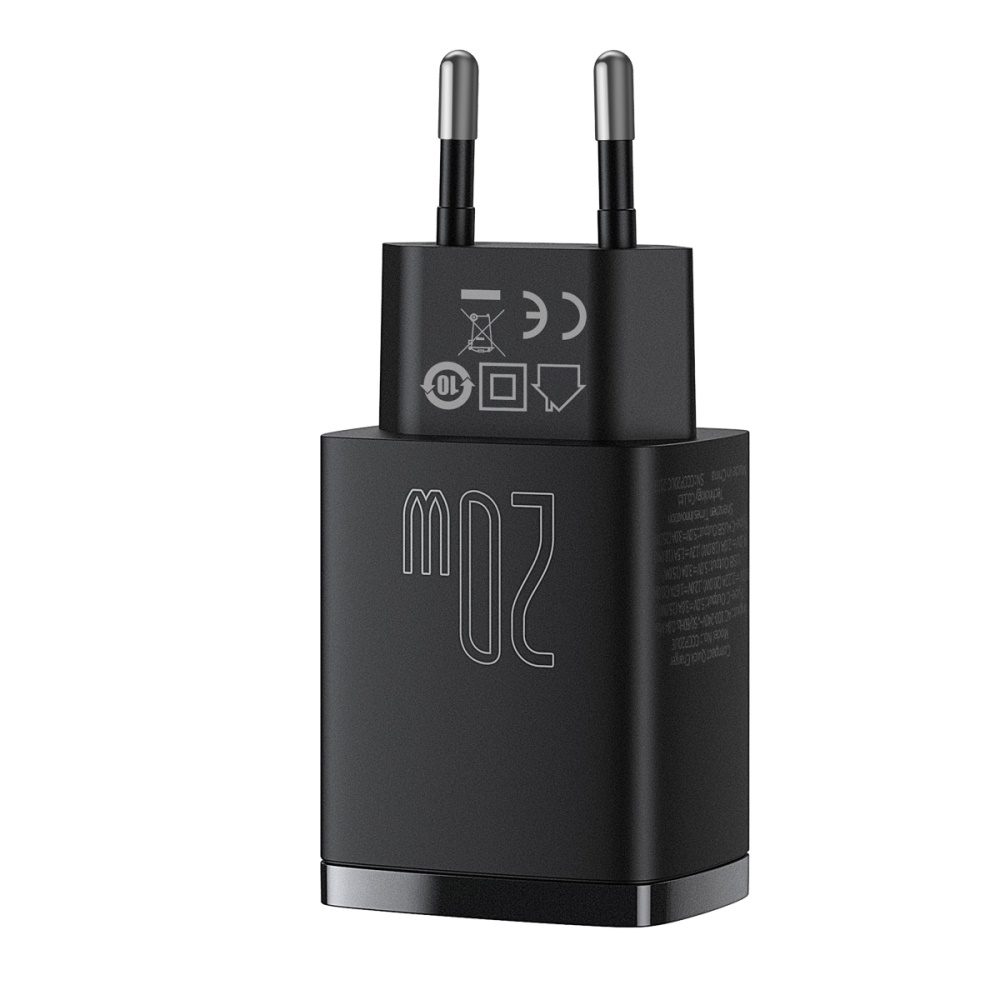 Baseus wall charger Compact PD 20W 1x USB-C 1x USB black