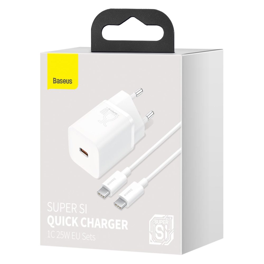 Baseus wall charger Super Si PD 25W 1x USBC white + USB-C - USB-C cable