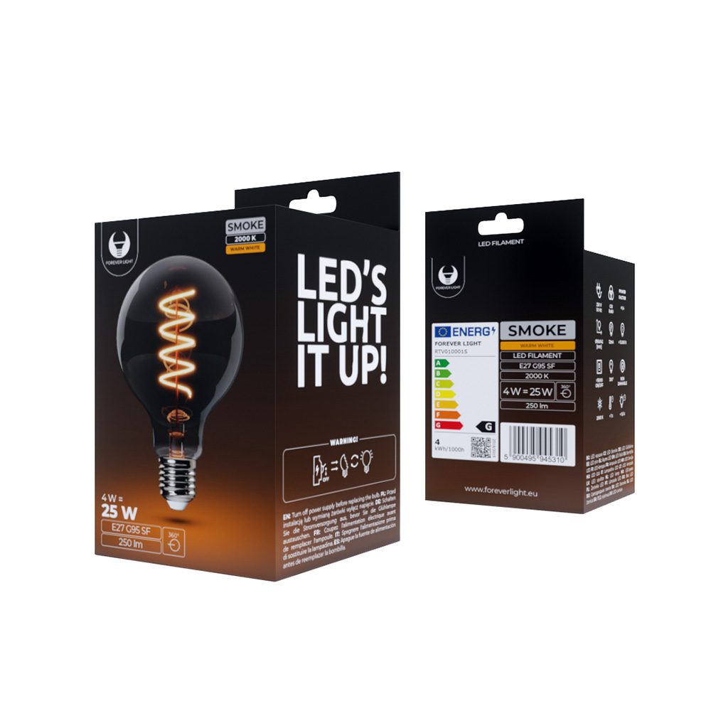251442_oryg LED Bulb Filament E27 G95 4W 230V 2000K 250lm SF smoked Forever Light