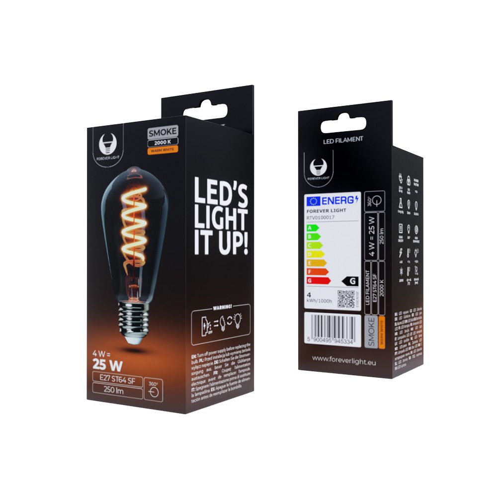 251446_oryg LED Bulb Filament E27 ST64 4W 230V 2000K 250lm SF smoked Forever Light