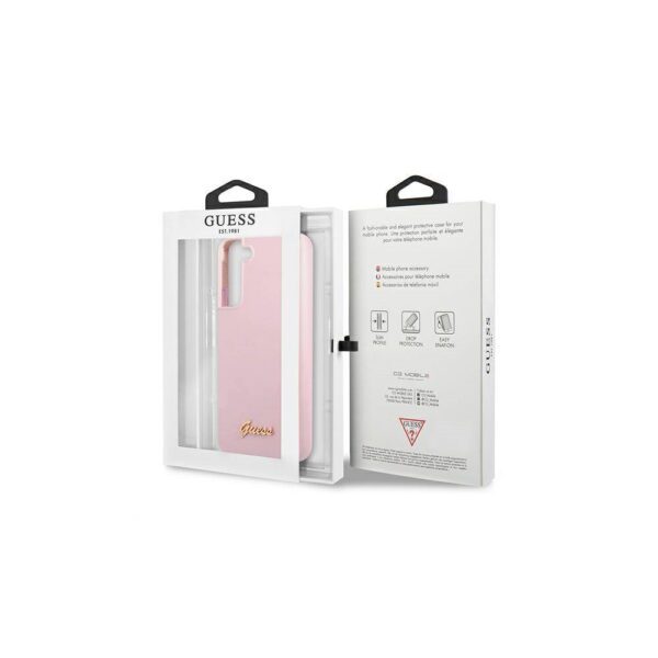 Guess case for Samsung Galaxy S22 Plus GUHCS22MLSLMGLA lavender hardcase Silicone Script Metal Logo