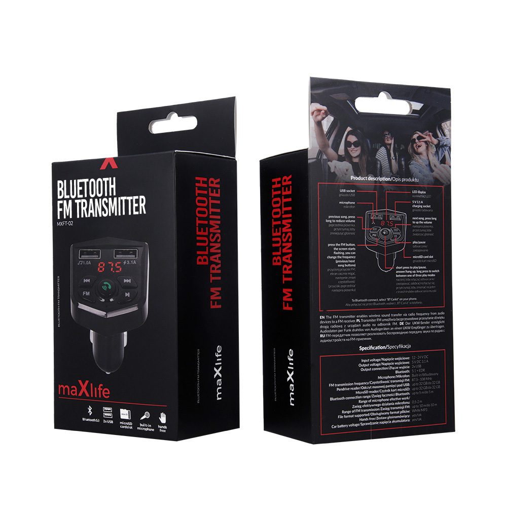 263717_oryg Maxlife FM transmitter Bluetooth MXFT-02 black