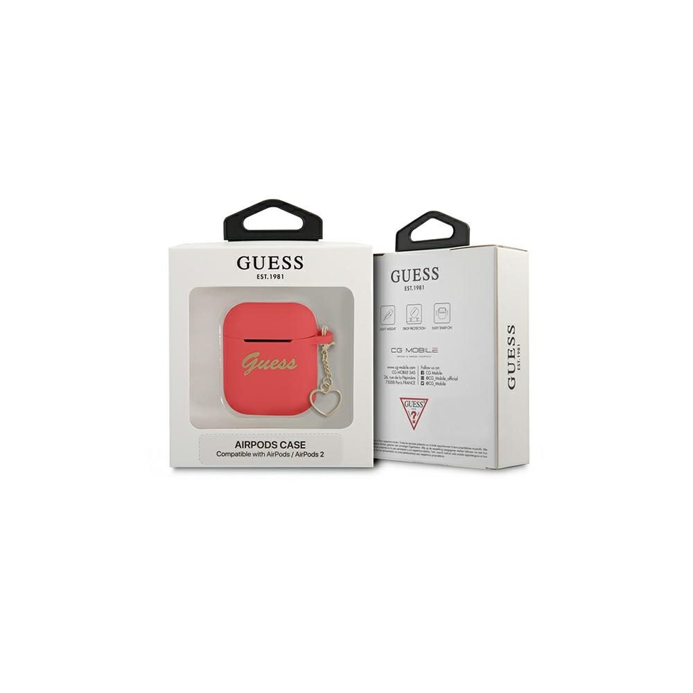 267015_oryg Guess case for Airpods / Airpods 2 GUA2LSCHSR red Silicone Heart Charm