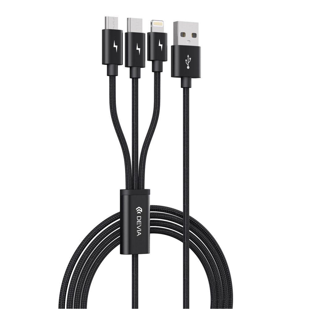 267859_oryg Devia cable 3in1 Gracious EC048 USB - Lightning + USB-C + MicroUSB 1,2 m 3A black