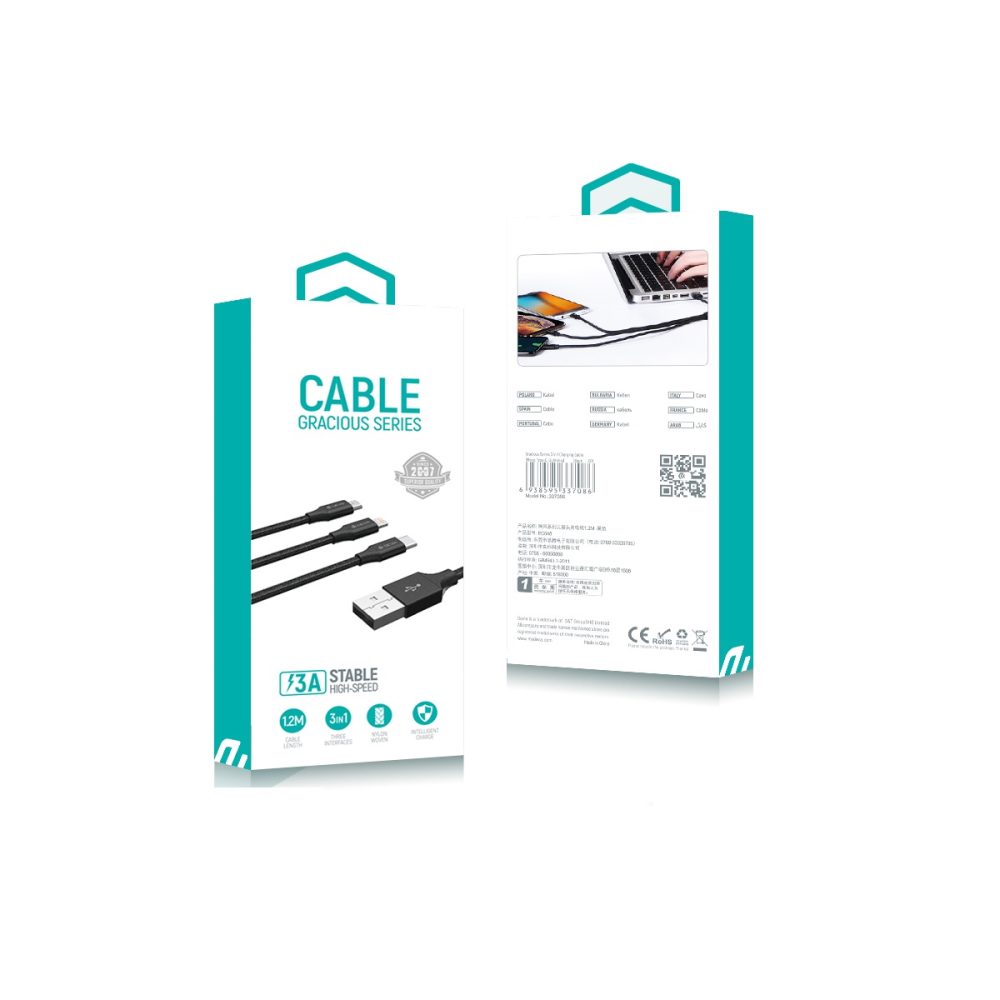 267863_oryg Devia cable 3in1 Gracious EC048 USB - Lightning + USB-C + MicroUSB 1,2 m 3A black