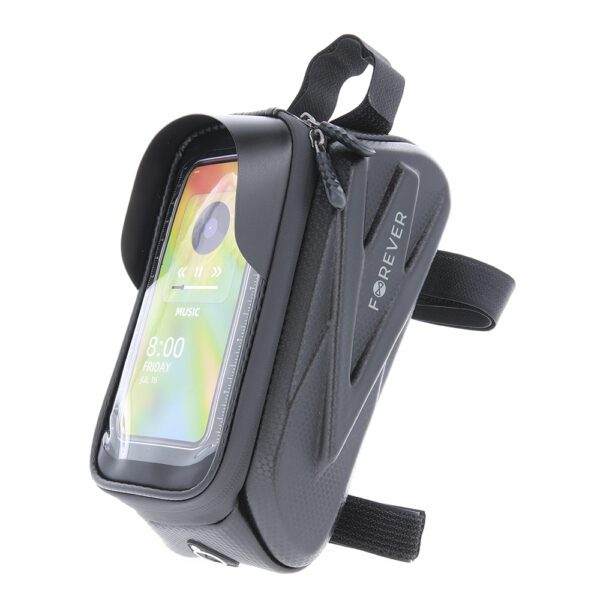 Waterproof bike frame bag with shell sides and phone holder Forever Outdoor black