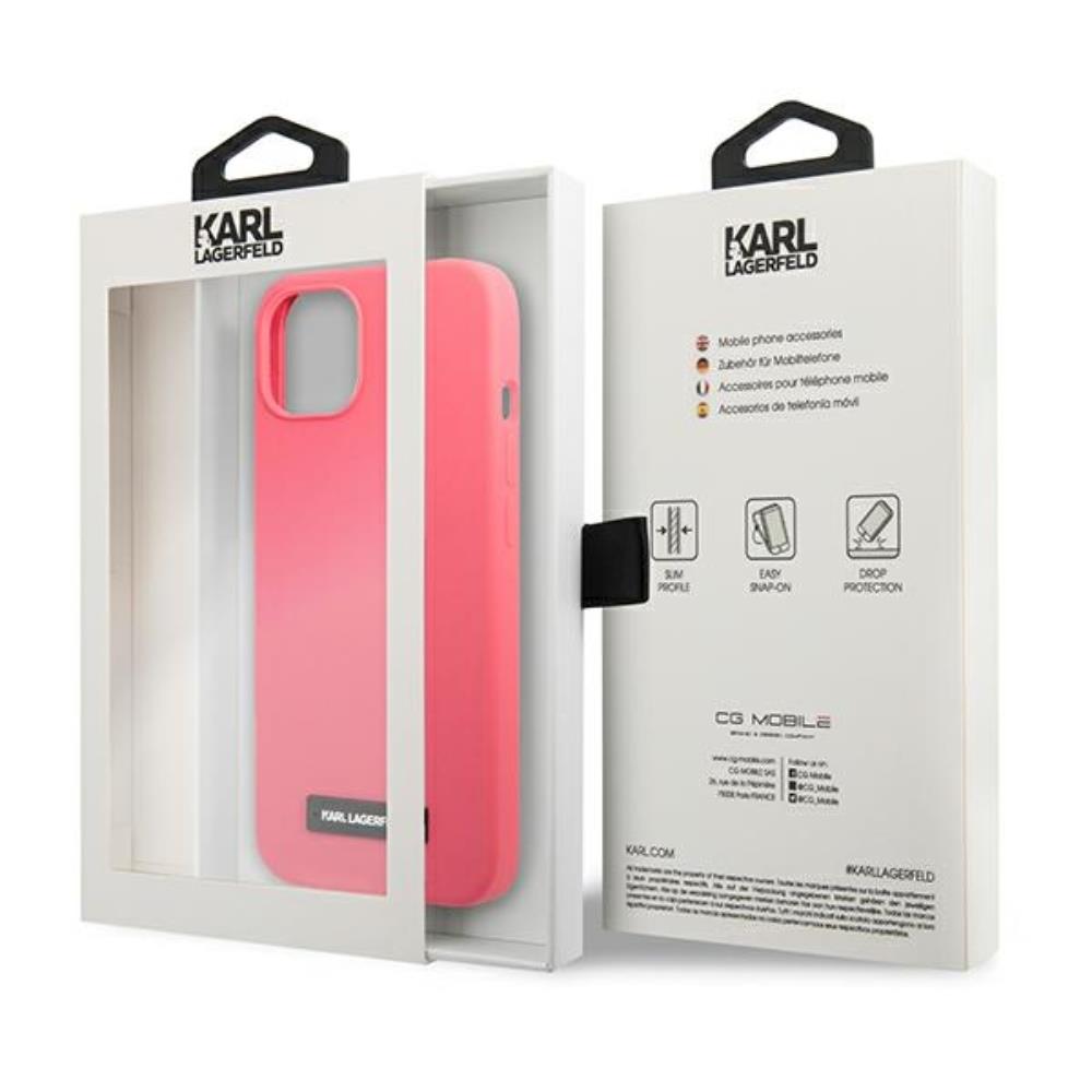 Karl Lagerfeld case for iPhone 13 6,1" KLHCP13MSLMP1PI fuchsia hard case Liquid Glitter Logo