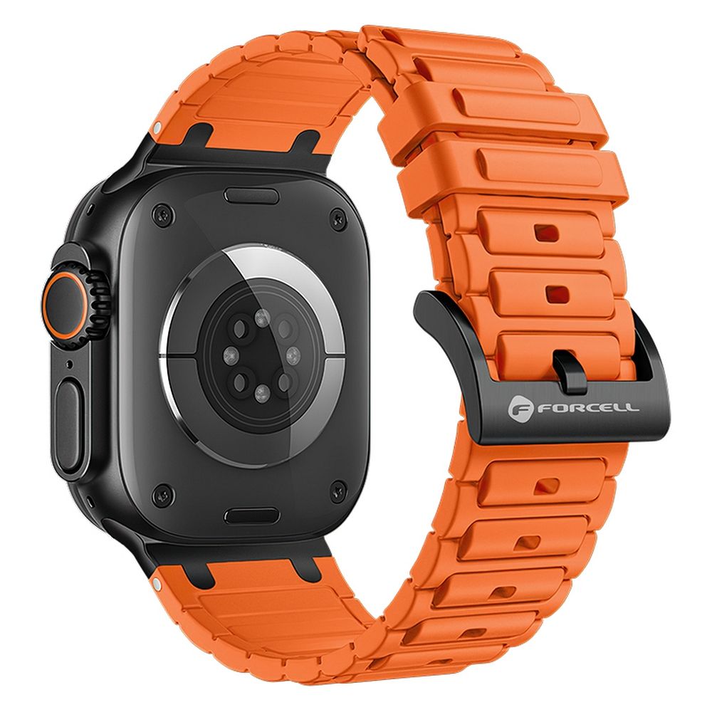 2713326503ef949bbf612cec9cddfe74 FORCELL F-DESIGN FA06 silicone strap for APPLE Watch 42 / 44 / 45 / 49 mm orange