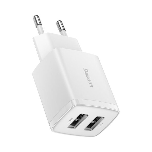 Baseus wall charger Compact 2 x USB white 10,5w