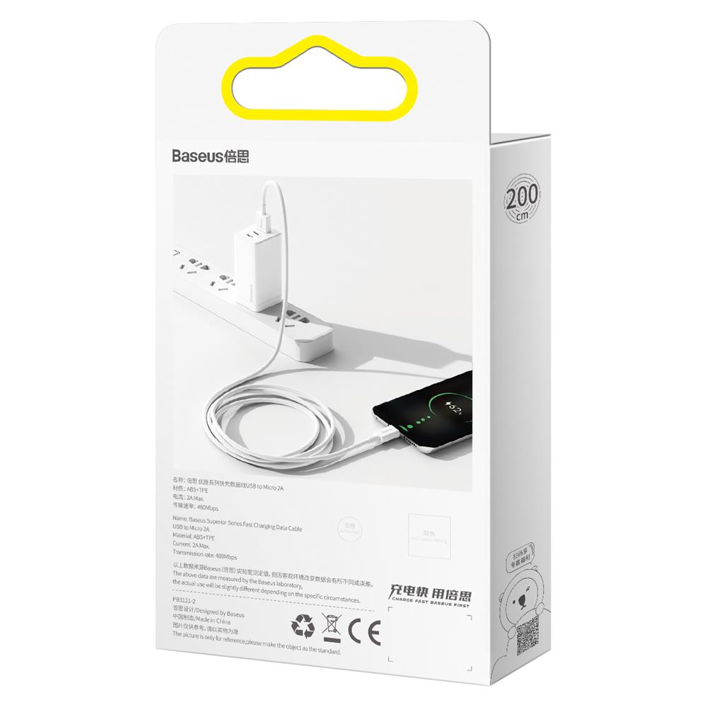 Baseus cable Superior USB - microUSB 2,0 m 2,0A white