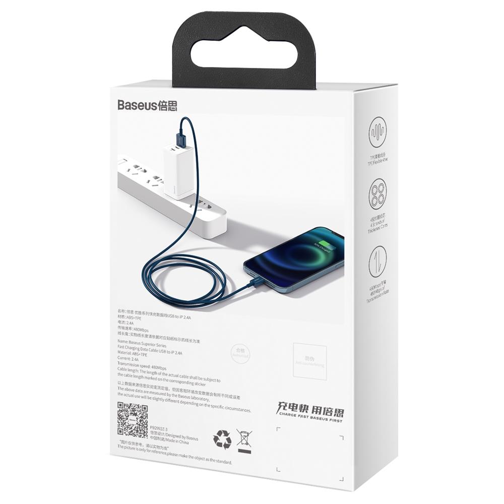 Baseus cable Superior USB - Lightning 1,0 m 2,4A blue