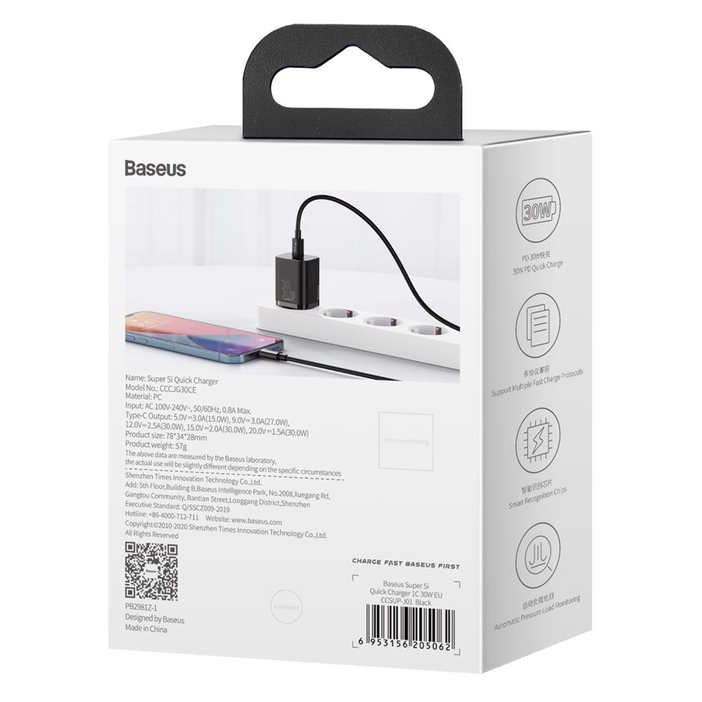 272741_oryg Baseus wall charger Super Si PD 30W 1x USB-C black