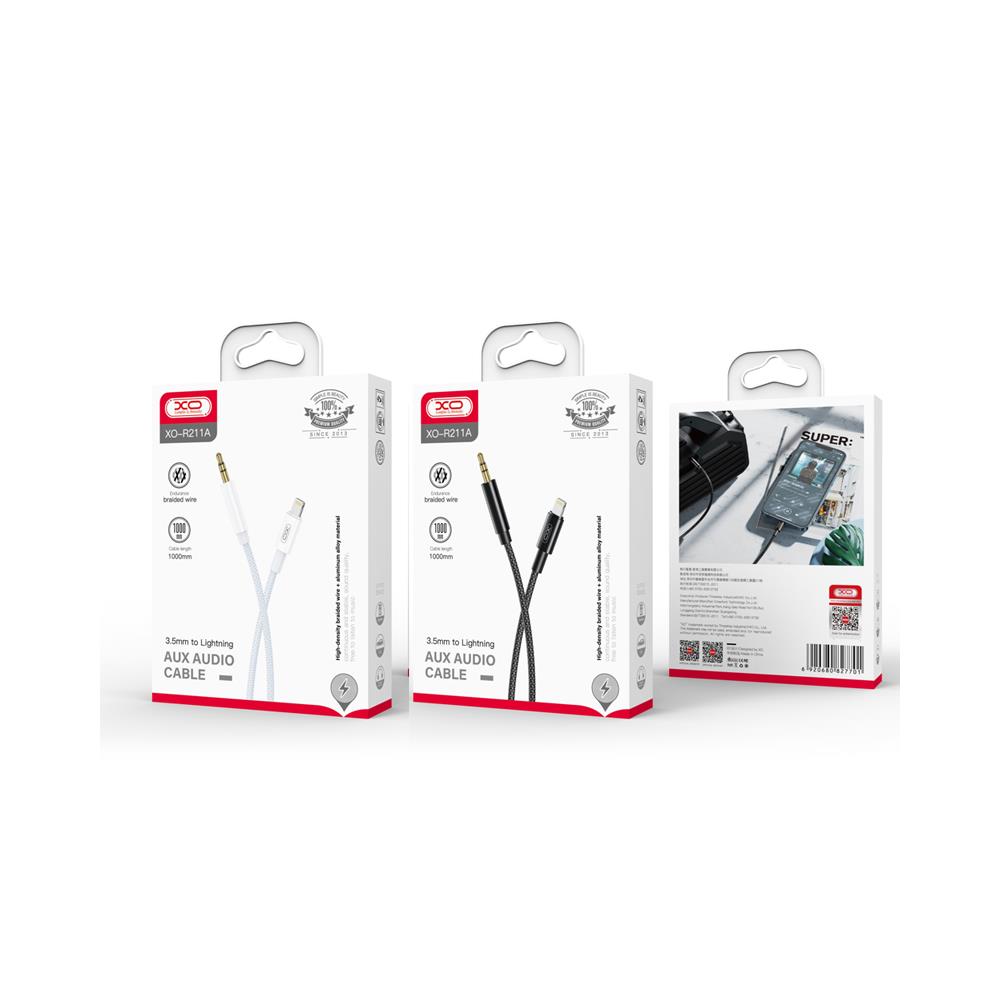 XO cable audio NB-R211A Lightning - jack 3,5mm 1,0 m white-blue