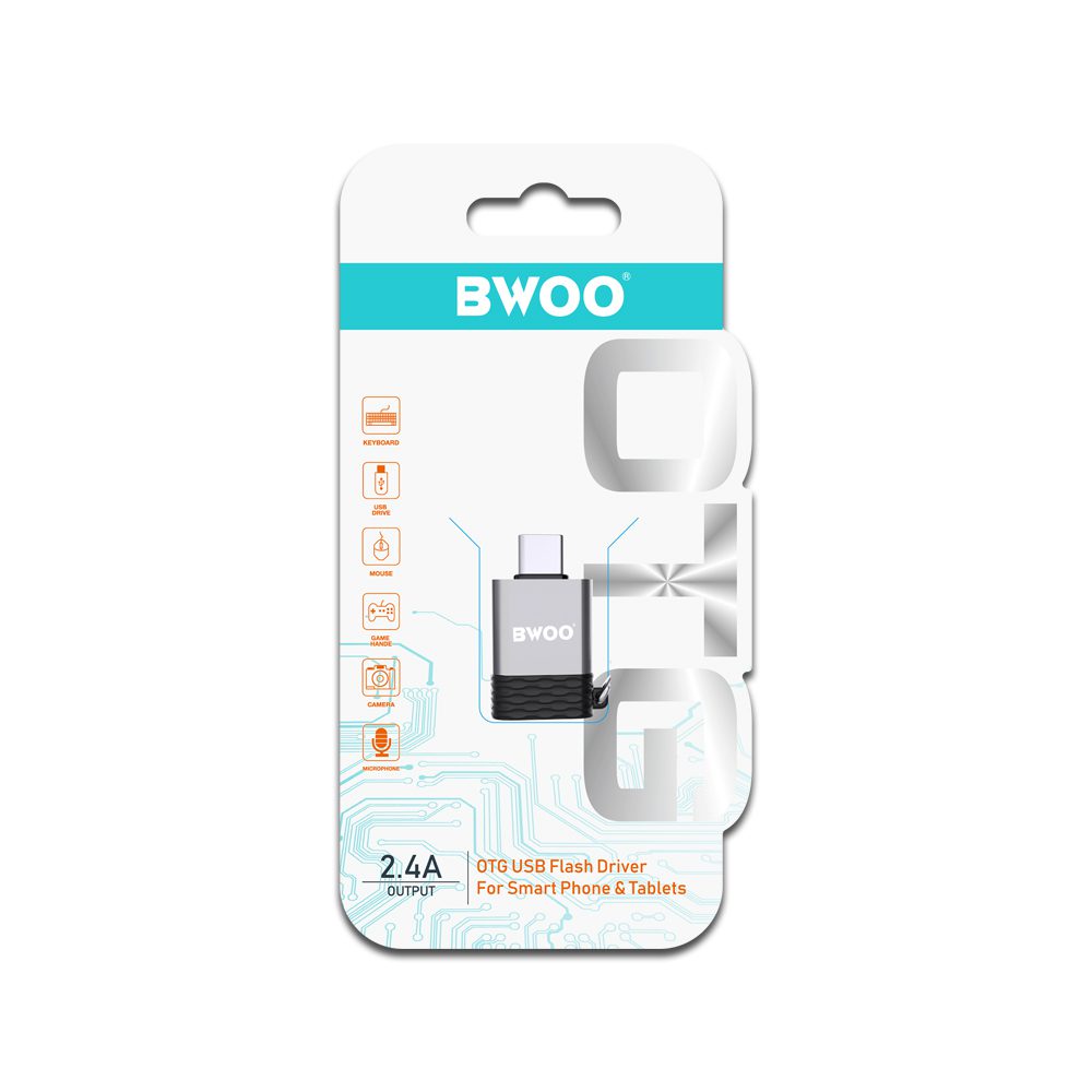 275088_oryg BWOO Adapter USB - USB-C Gray OTG BZ-35