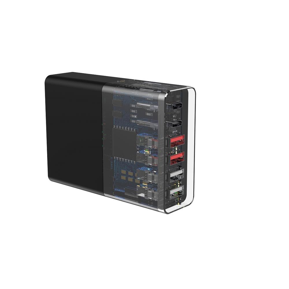 276663_oryg Devia wall charger Extreme PD QC 3.0 75W 2x USB-C 4x USB black