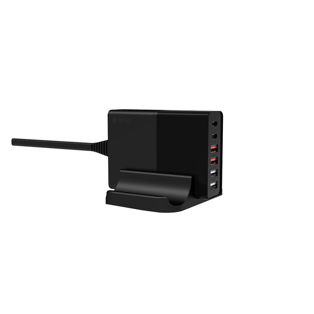 276665_oryg Devia wall charger Extreme PD QC 3.0 75W 2x USB-C 4x USB black