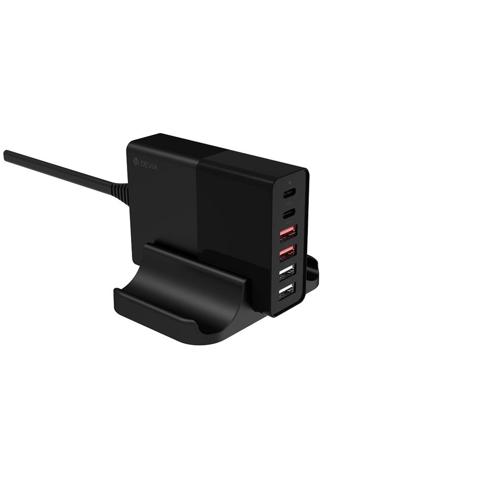 276666_oryg Devia wall charger Extreme PD QC 3.0 75W 2x USB-C 4x USB black