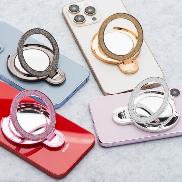 Phone stand CIRCLE MIRROR - stick-on - gold