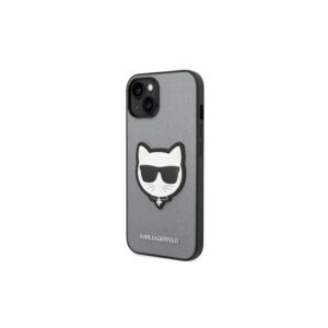 Karl Lagerfeld case for iPhone 14 Pro 6,1" KLHCP14LSAPCHG silver PU Saffiano case with Choupette Head Patch