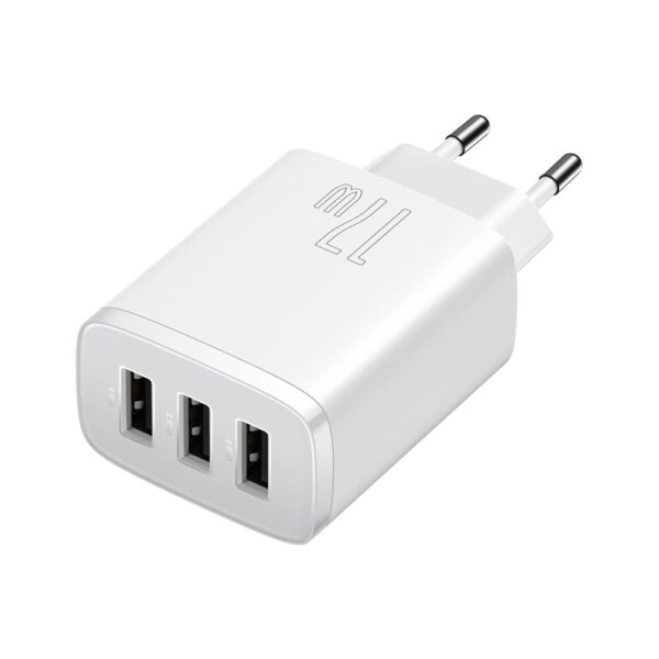 Baseus wall charger Compact 3 x USB white 17w