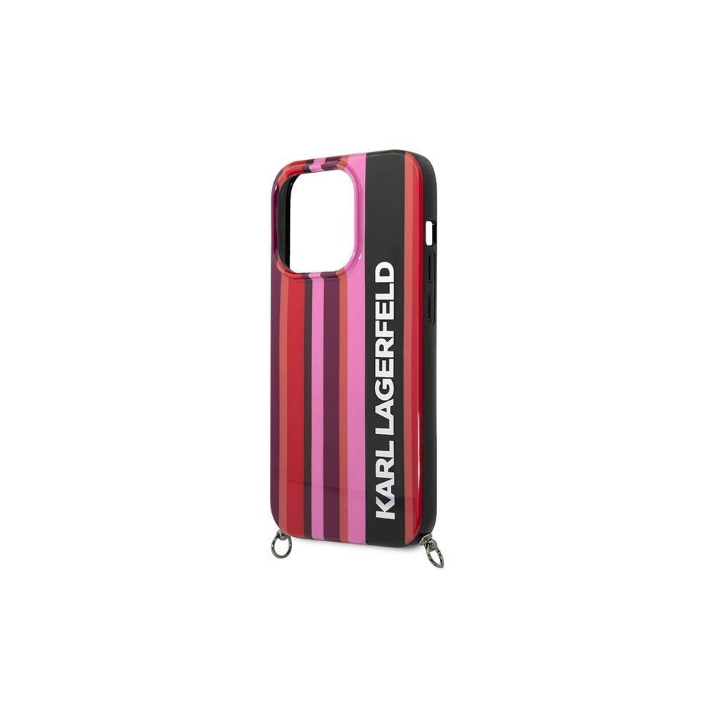 Karl Lagerfeld case for iPhone 14 Pro 6,1" KLHCP14LSTSTP pink hardcase Color Stripes Strap