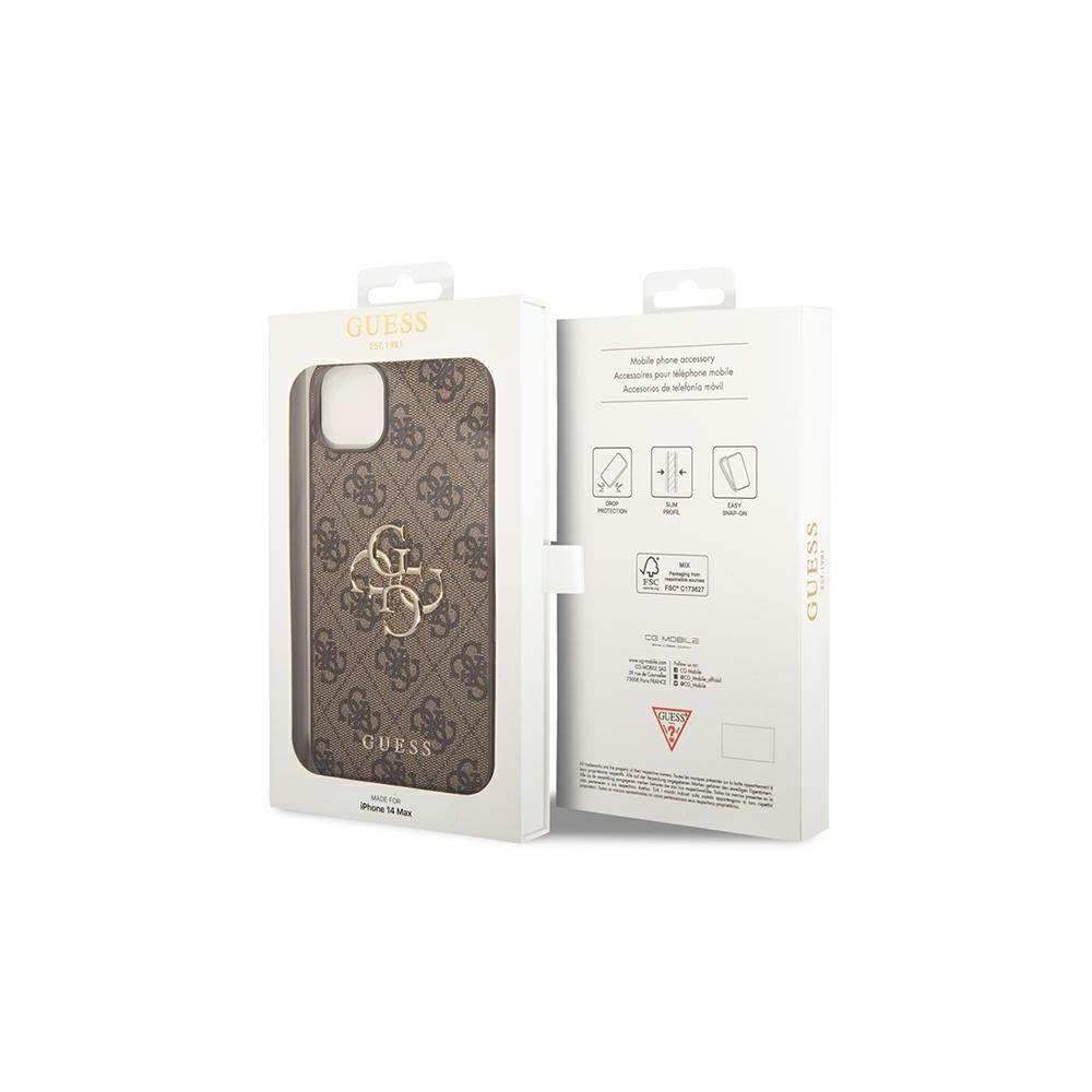 Guess case for iPhone 14 6,1" GUHCP14S4GMGBR brown PU Leather 4G Big Metal Logo