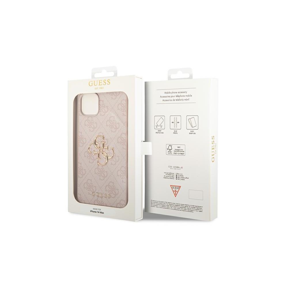Guess case for iPhone 14 Pro 6,1" GUHCP14L4GMGPI pink PU Leather 4G Big Metal Logo